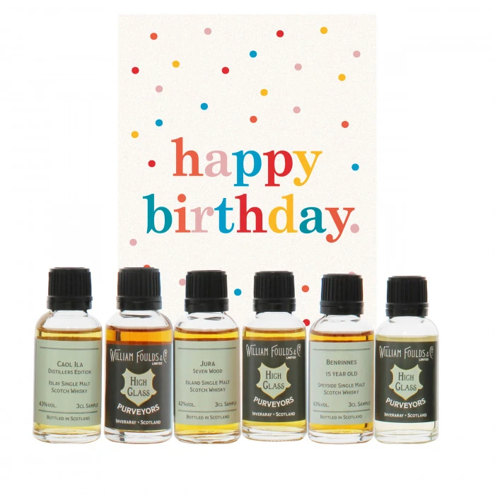Happy Birthday Multi Coloured Spots 6x3cl Whisky Gift Pack 3 Happy Birthday Multi Coloured Spots 6x3cl Whisky Gift Pack